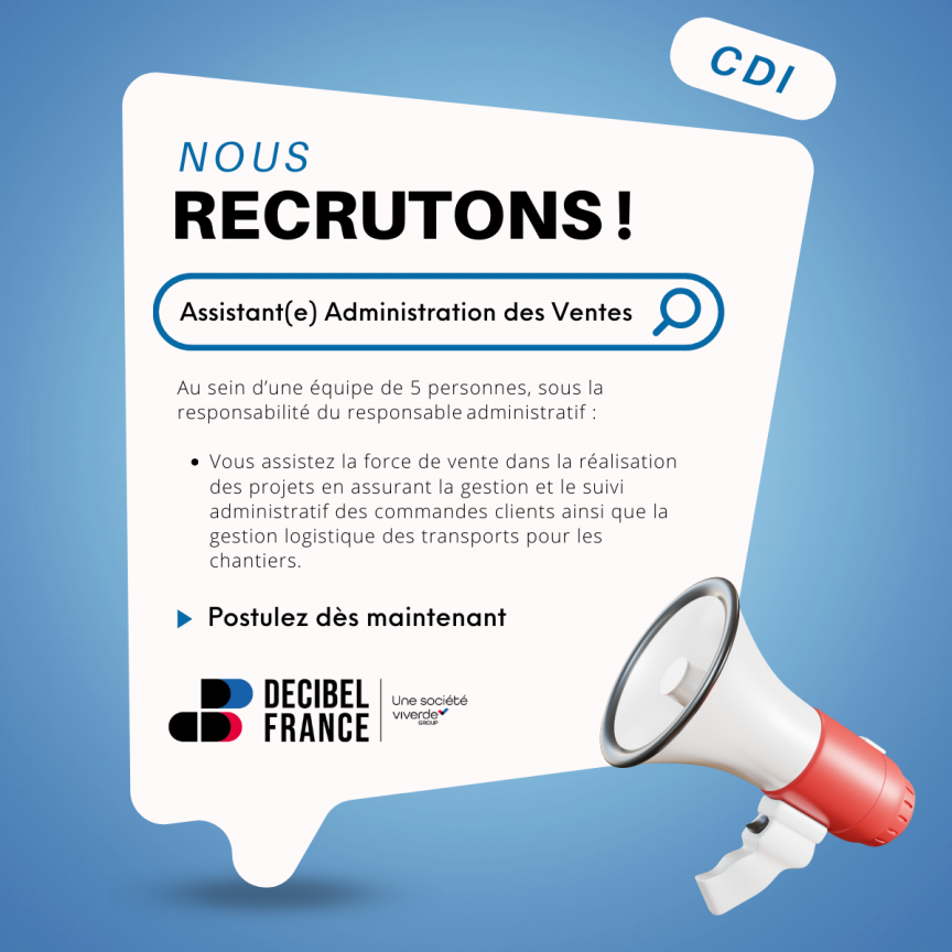 [RECRUTEMENT] UN/UNE ASSISTANT(E) ADMINISTRATION DES VENTES (ADV) (H/F), CDI, Temps plein